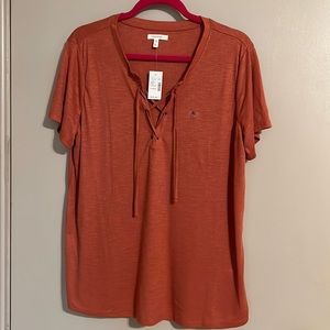 Maurices Ribbed Lace Up Tee XL